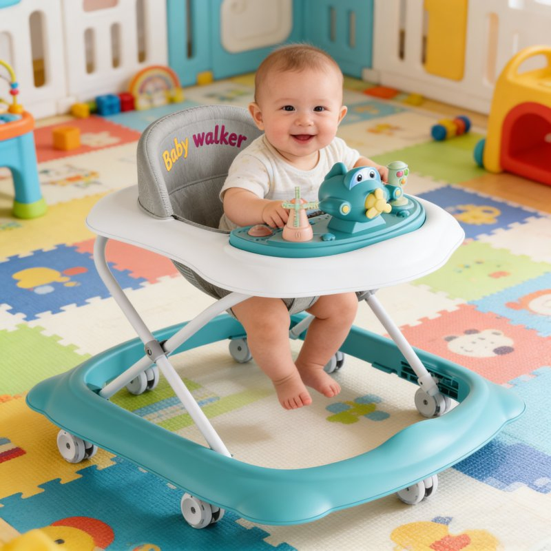 Cartoon Truck Head Baby Walker with Dynamic English Music Baby Walker