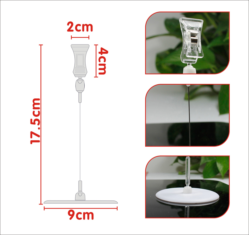 Pop Price Tag Plastic Label Clip Holder with Adhesive Base