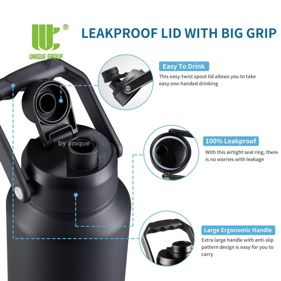 1 Gallon 5.3L Stainless Steel Insulated Water Jug Vacuum Outdoor Sports Bottle