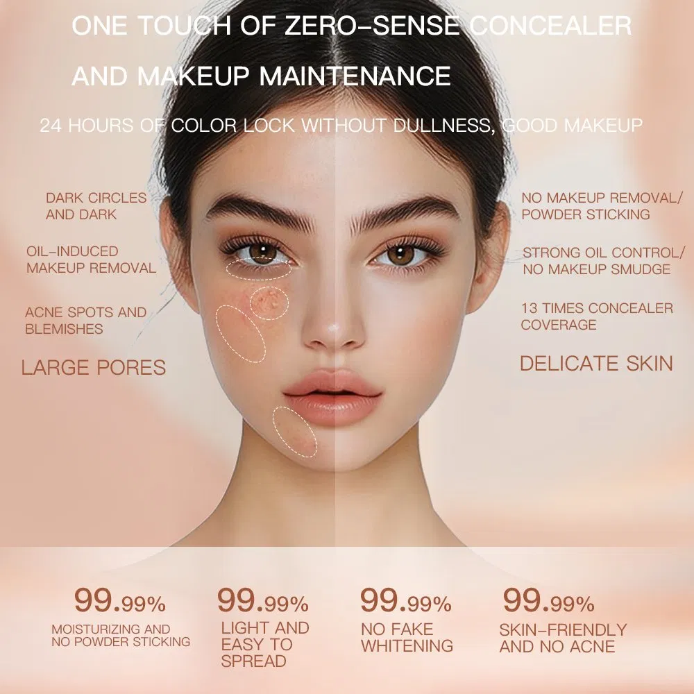 Cosmetics OEM/ODM Zero Flaw Long-Lasting Makeup 3 Shades Liquid Foundation