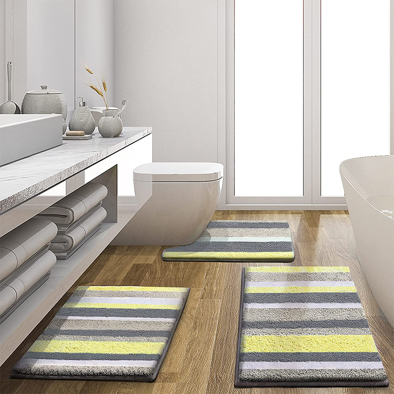 Toilet Rug Non Slip Shaggy Chenille Bath Shower Rugs Plush Bathroom Rugs