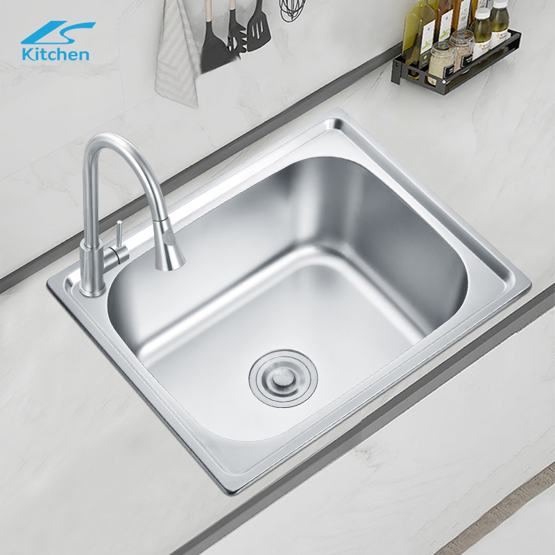 High Quality Single Bowl 201 Stainless Steel Kitchen Sink with Drain Board