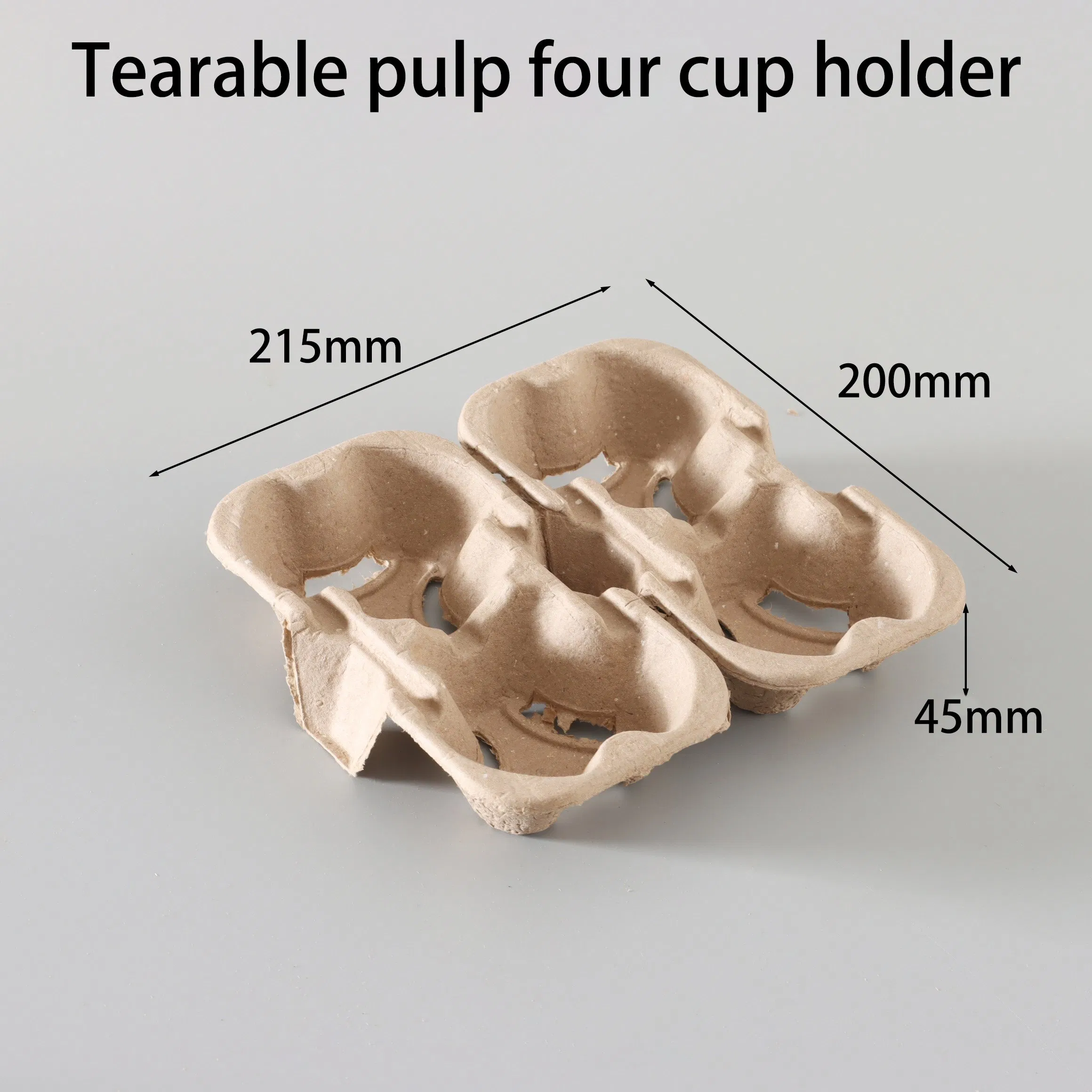 Disposable Sugarcane Pulp Paper Cup Holder for Takeaway