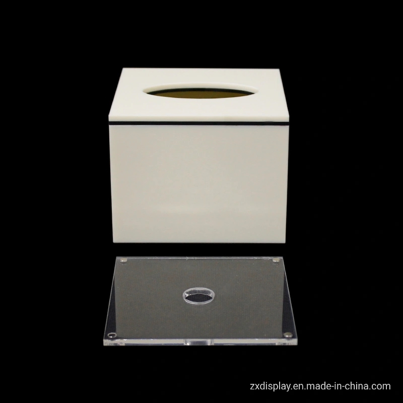 White Luxury Square Acrylic Tissue Box for Paper Rolls and Paper Towels