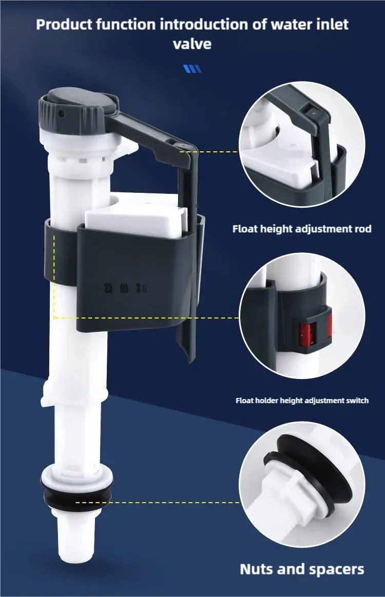 Fluor Toilet Flush Valve Accessories Toilet Tank Accessories Water Inlet Valve