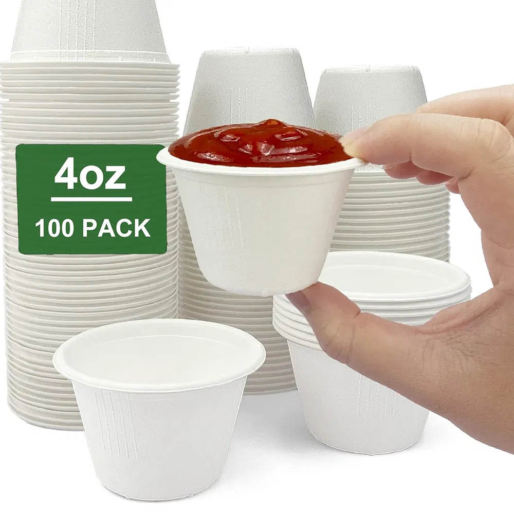 Disposable Biodegradable Sugarcane DIP Sauce Cup with Complete Sizes for Restaurant