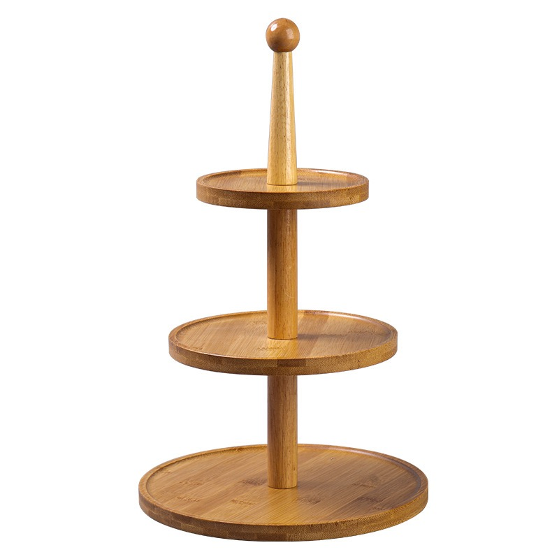 Chic Simple Style Cake Pastry Display Rack Bamboo Wood