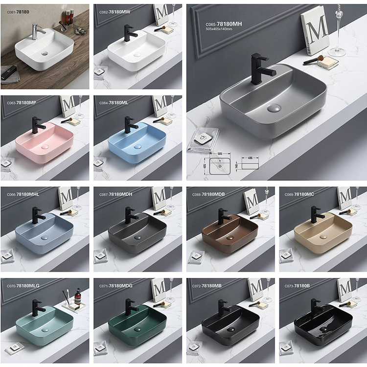 New Color Matte Washbasin Art Square Round Washing Single Basin Table Bathroom Cabinet Ceramic Basin