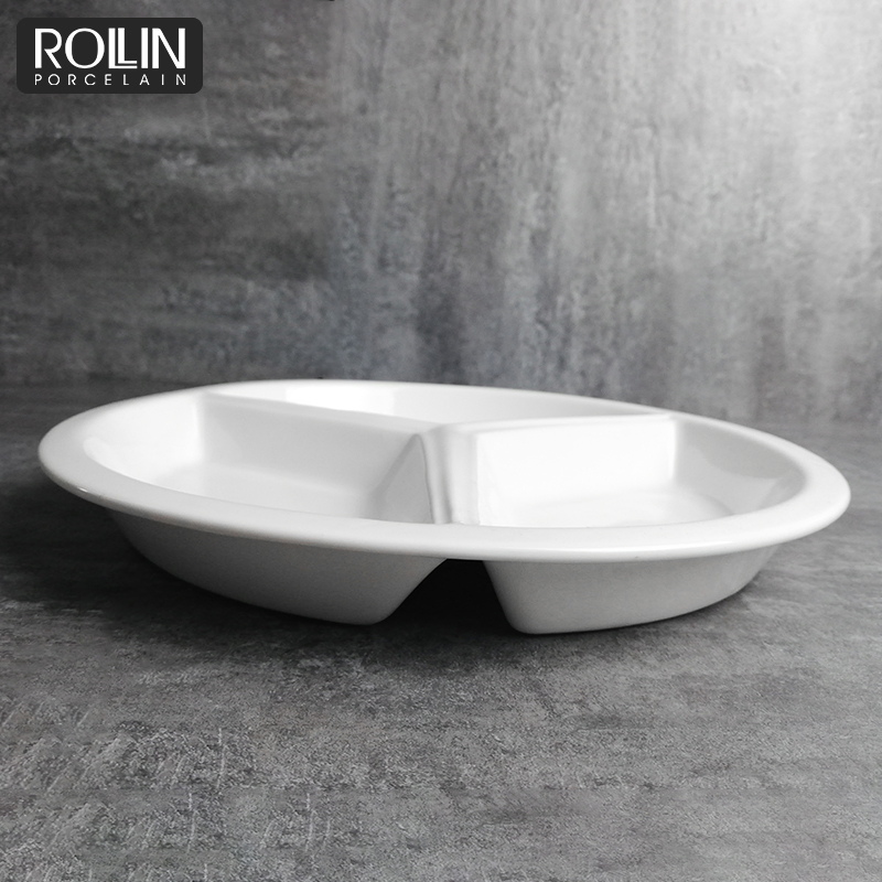 Mutil-Specification Porcelain Plate 3 in 1 Round Divided Plate