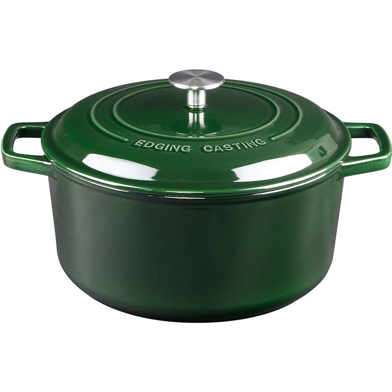 Enameled Cast Iron Dutch Oven 6 Quart, Enamel Dutch Oven Pot with Lid, Dual Handles, Bread Oven, Cookware, Braiser for Soup, Meat, Bread Baking, Green