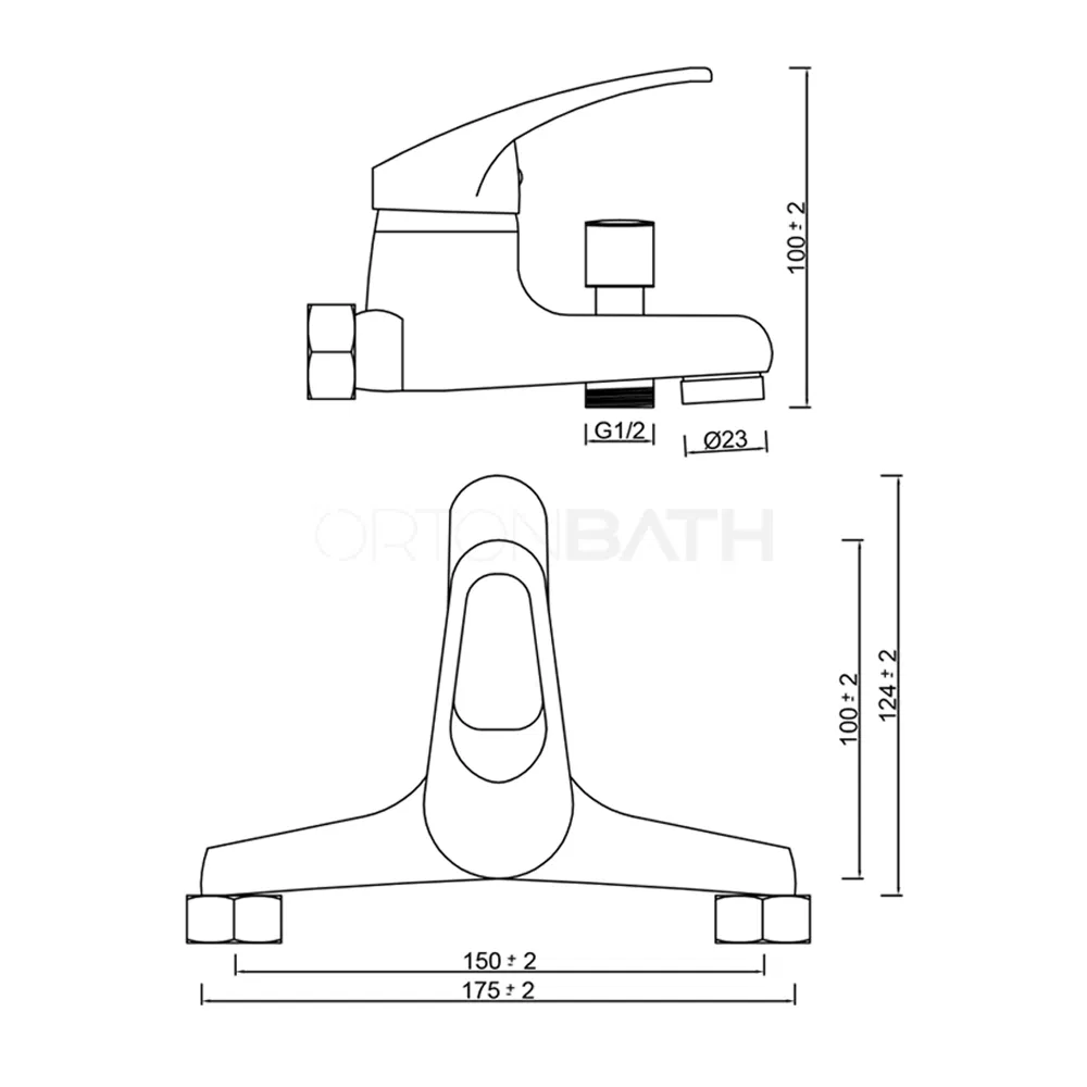 Ortonbath Wall Mount Bath Shower Mixer Tap Modern Shower Tap with Bathtub Spout, Single Lever Mixer Tap for Shower Shower Faucet Solid Brass Chrome