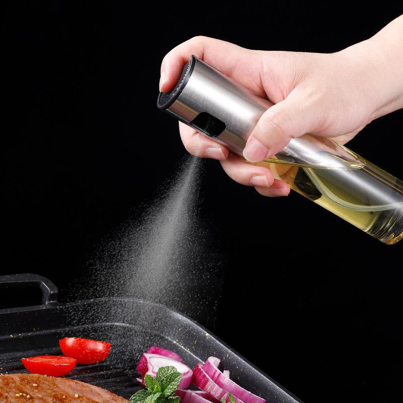 Hot Selling Glass Bottle Olive Oil Sprayer with Stainless Steel Lid for Cooking BBQ