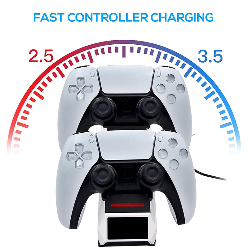 High Quality LED Indicator Controller Charging Station Dual USB Charger Stand for PS5 Wireless Gamepad