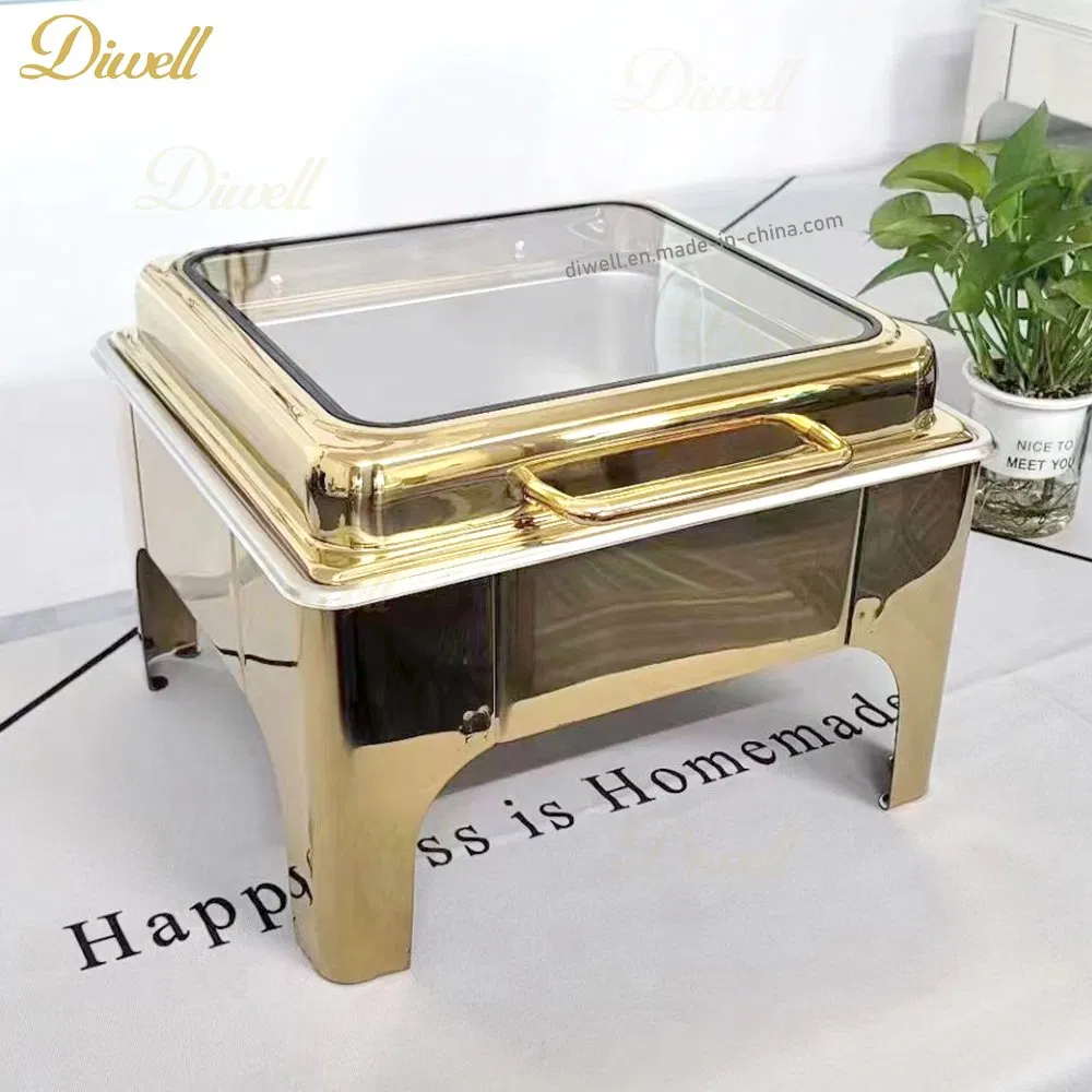 Diwell Factory Wholesale Gold Hydraulic Round Chaffing Buffet Server