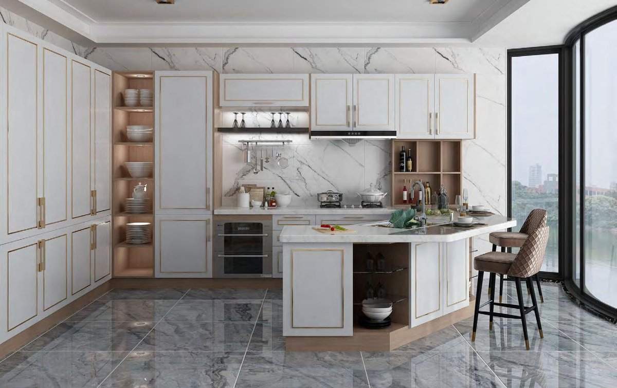 Contemporary Kitchen Furniture Cabinet with Ample Shelving Space