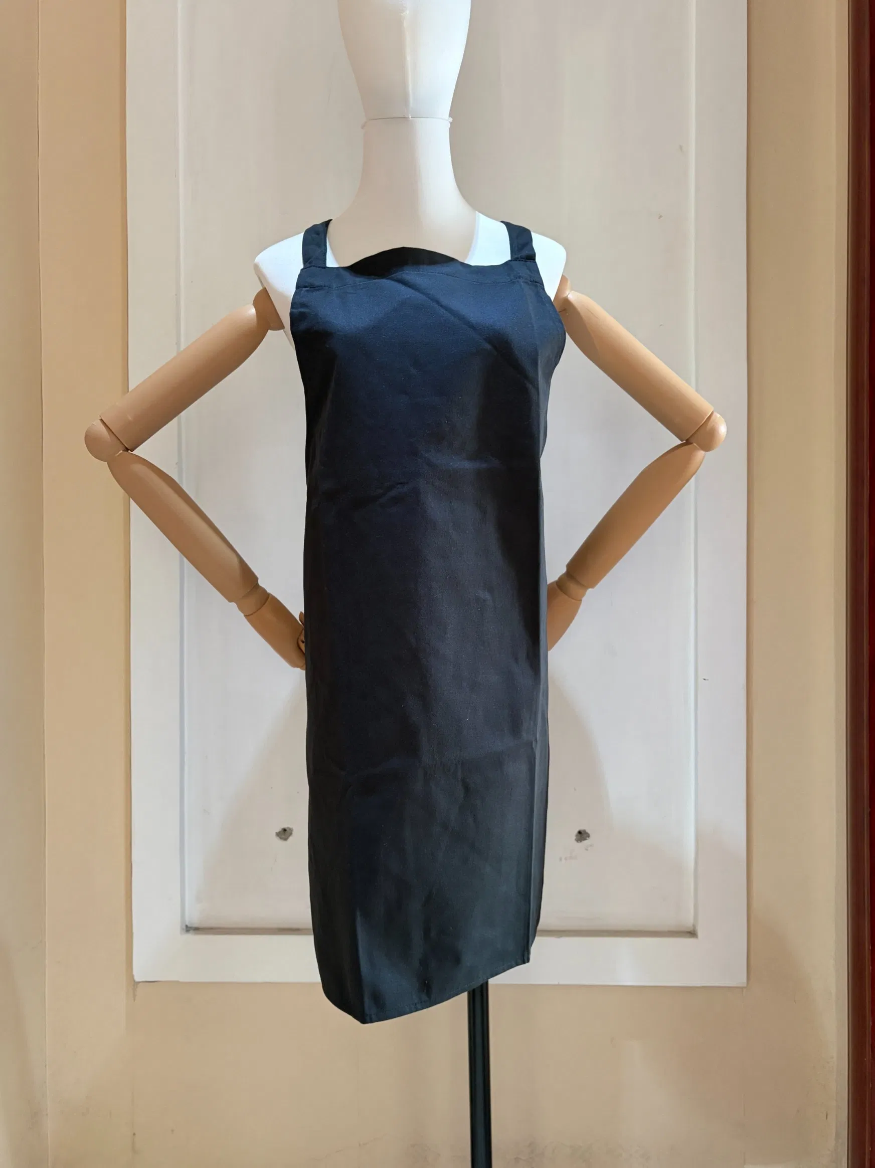 Cotton Twill Black Bib Apron with Woven Belt Customized Logo Printed for Restaurant, Kitchen or Promotion