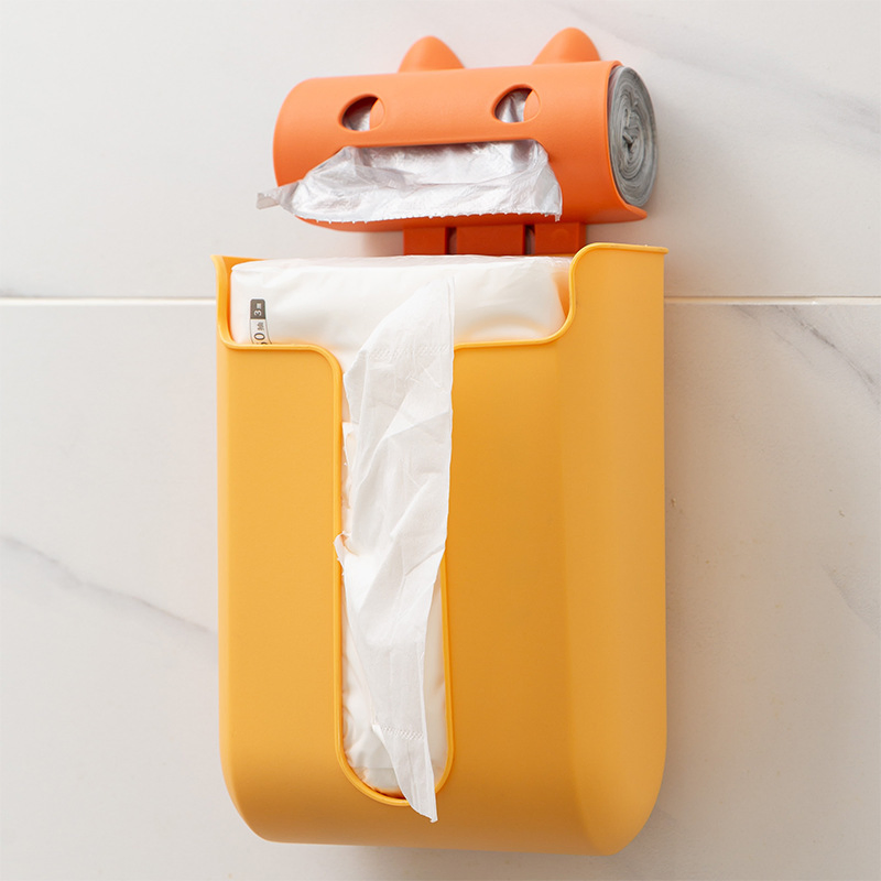 Wall-Mounted Simple Punch-Free Tissue Garbage Bag Kitchen Storage Box Wbb15903