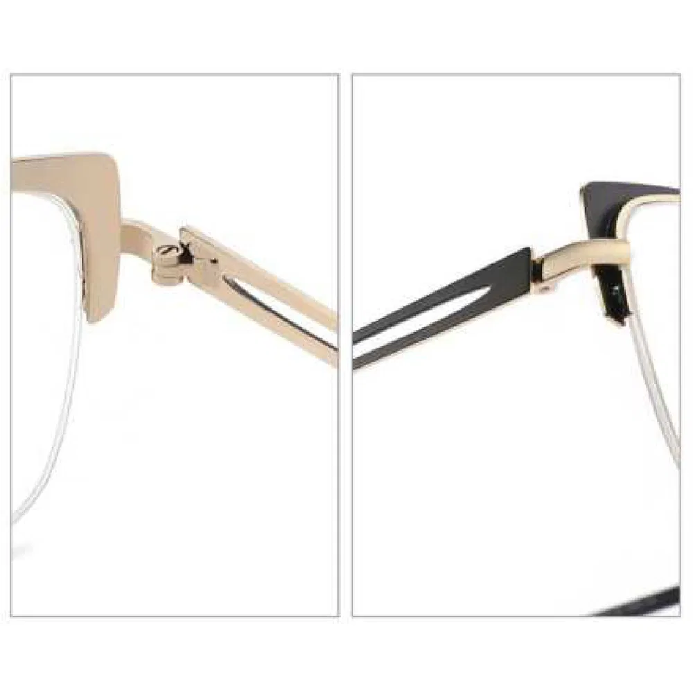 Vm-4531 Cat-Eye Sunglasses with Green-Gold Frame, Semi-Rimless Design