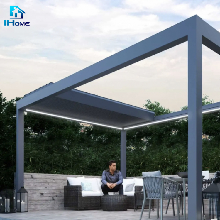 Manufacture Retractable Motorized Aluminum Louvered Roof Outdoor Gazebo Waterproof Aluminium Pergola