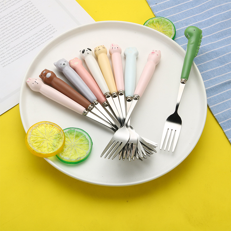 Cute Creative Cartoon Handle Stainless Steel Fork and Spoon