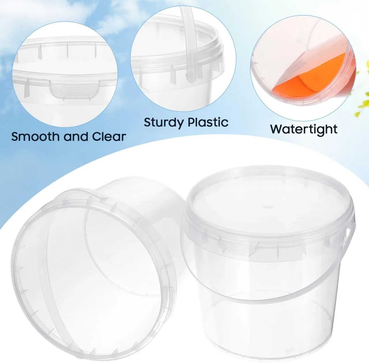 Clear Containers with Lid and Handle Food Storage Freezer and Microwave Safe