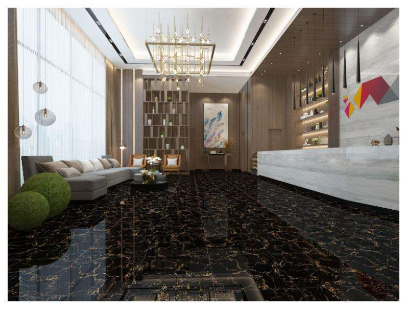 Wholesale Glazad House Marble Artificial Polish Gloss Black Plain Flooring Luxury Factories Textured Manufacturer Tile