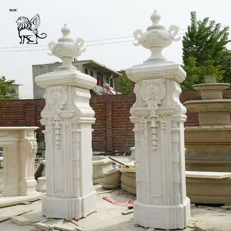 Factory Handcarved Luxury Flowerpot Pillars Hotel Home Decor Stone Marble Porch Column