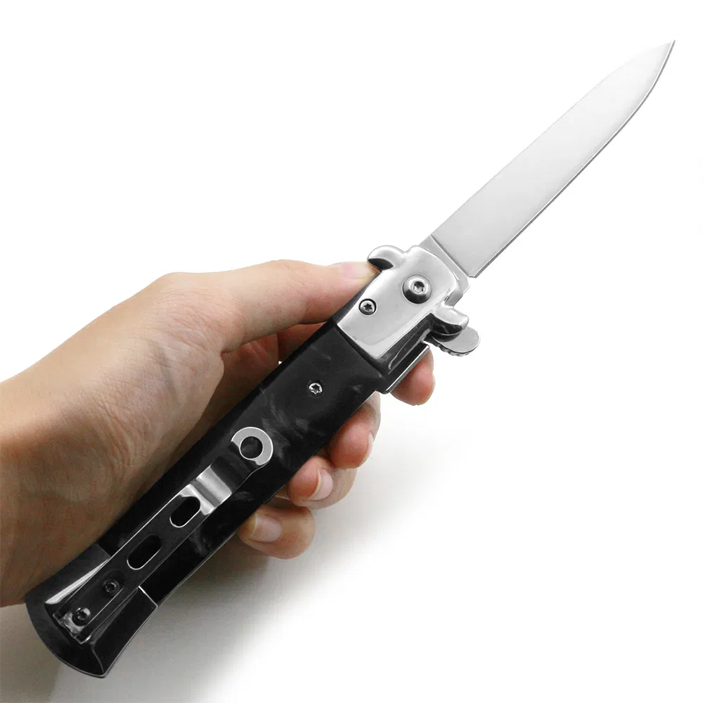 9.0 "Automatic Folding Knife Spring Assisted Knives Stiletto Camping Pocket Knife
