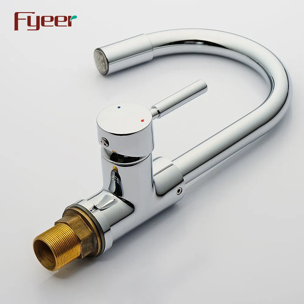 Fyeer Cheap Brass Chrome Plated LED Kitchen Faucet