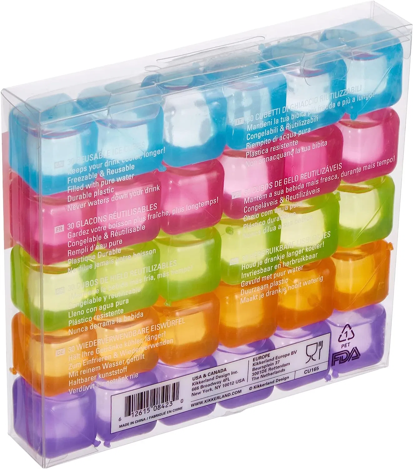 30PCS Colorful Reusable Ice Cubes Plastic Squares