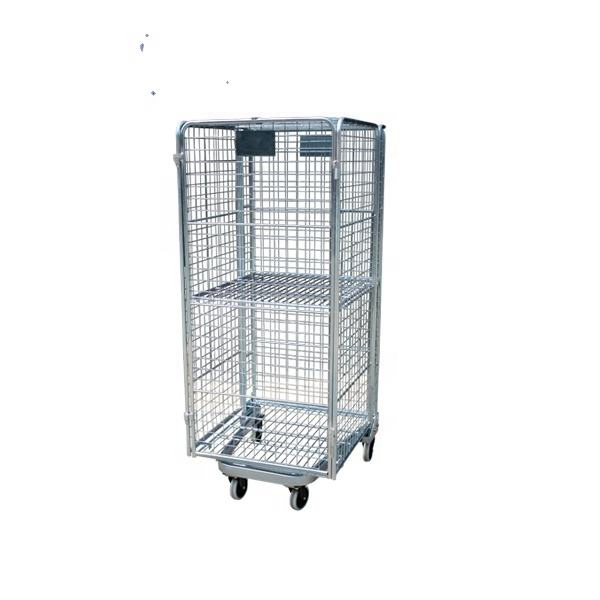 Durable Folding Storage Galvanized Laundry Cage Trolley with Wheels