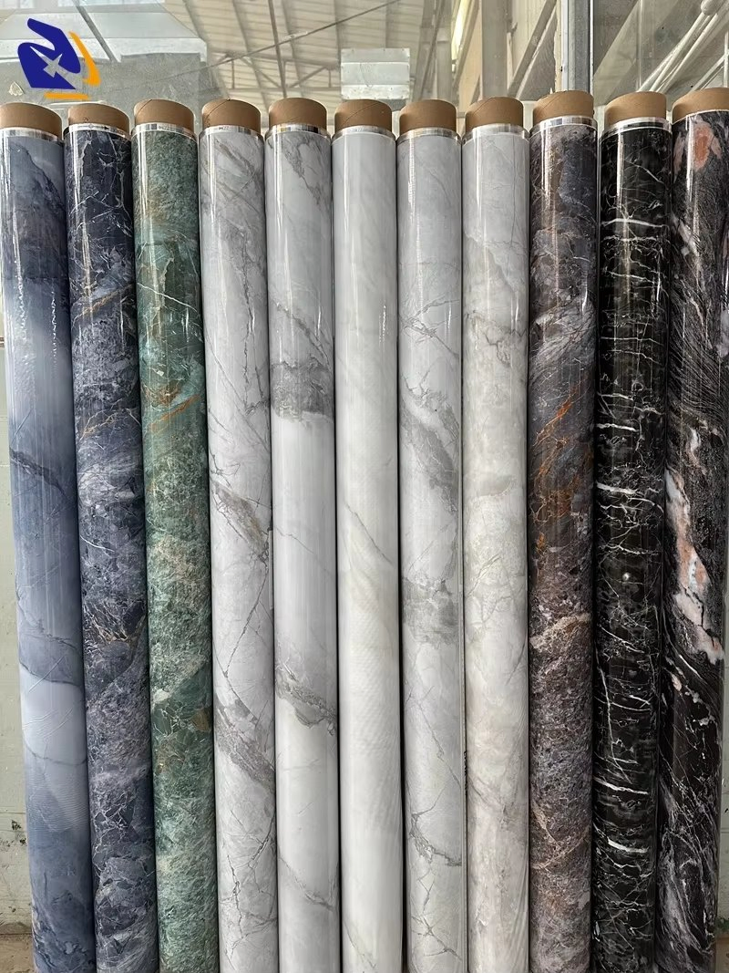 White Marble Gilding PVC Decorative Film for Wall Panel Not Self Adhesive