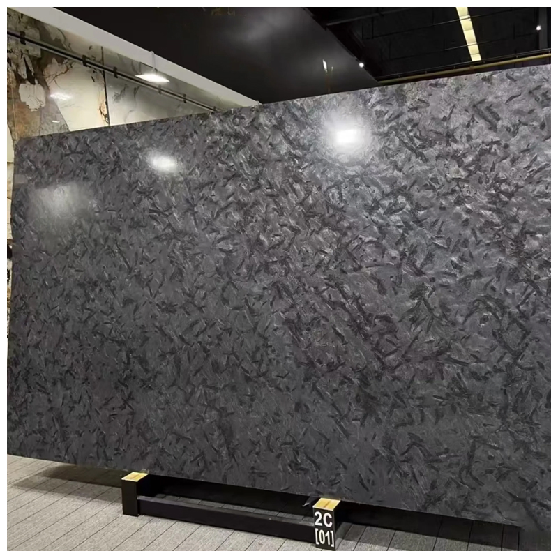 Leathered Black Matrix Quartzite Slabs for Tiles and Countertops