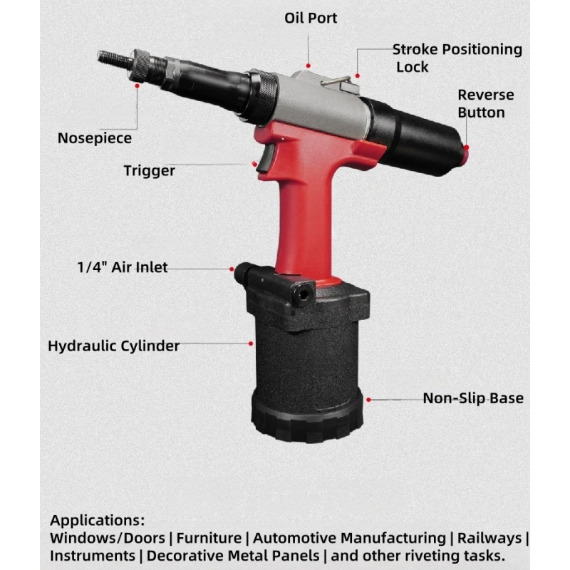 Пневматическая заклепочная машина для гаек M3-M12
