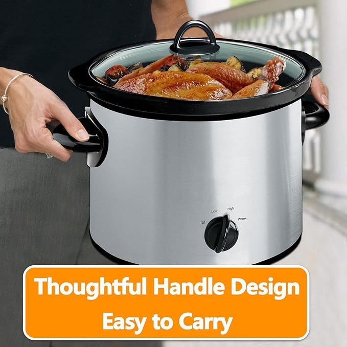 6 Quart Slow Cooker with Multiple Temperature Settings for Family Dinner