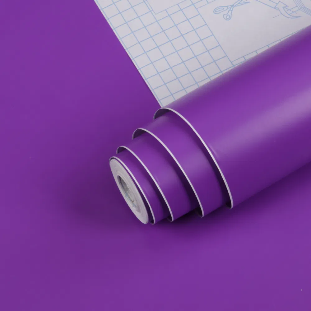 Purple Sticker Self Adheisve Wall Covering Plain Color Vinyl Peel Stick Decoration Film Contact Paper Wallpaper