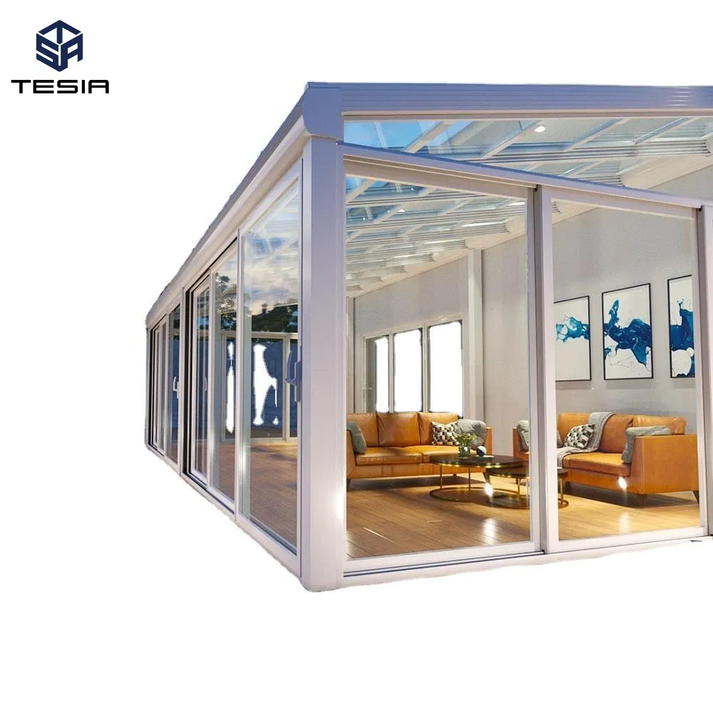 Double Toughened Glass Prefab Glass House Aluminum Profile Customized Sunroom
