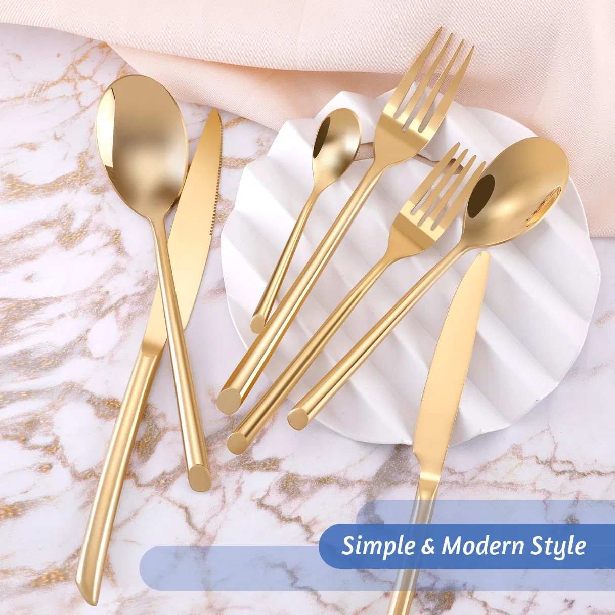 in Stock Gold Cutlery Set Stainless Steel Silverware Set for Wedding