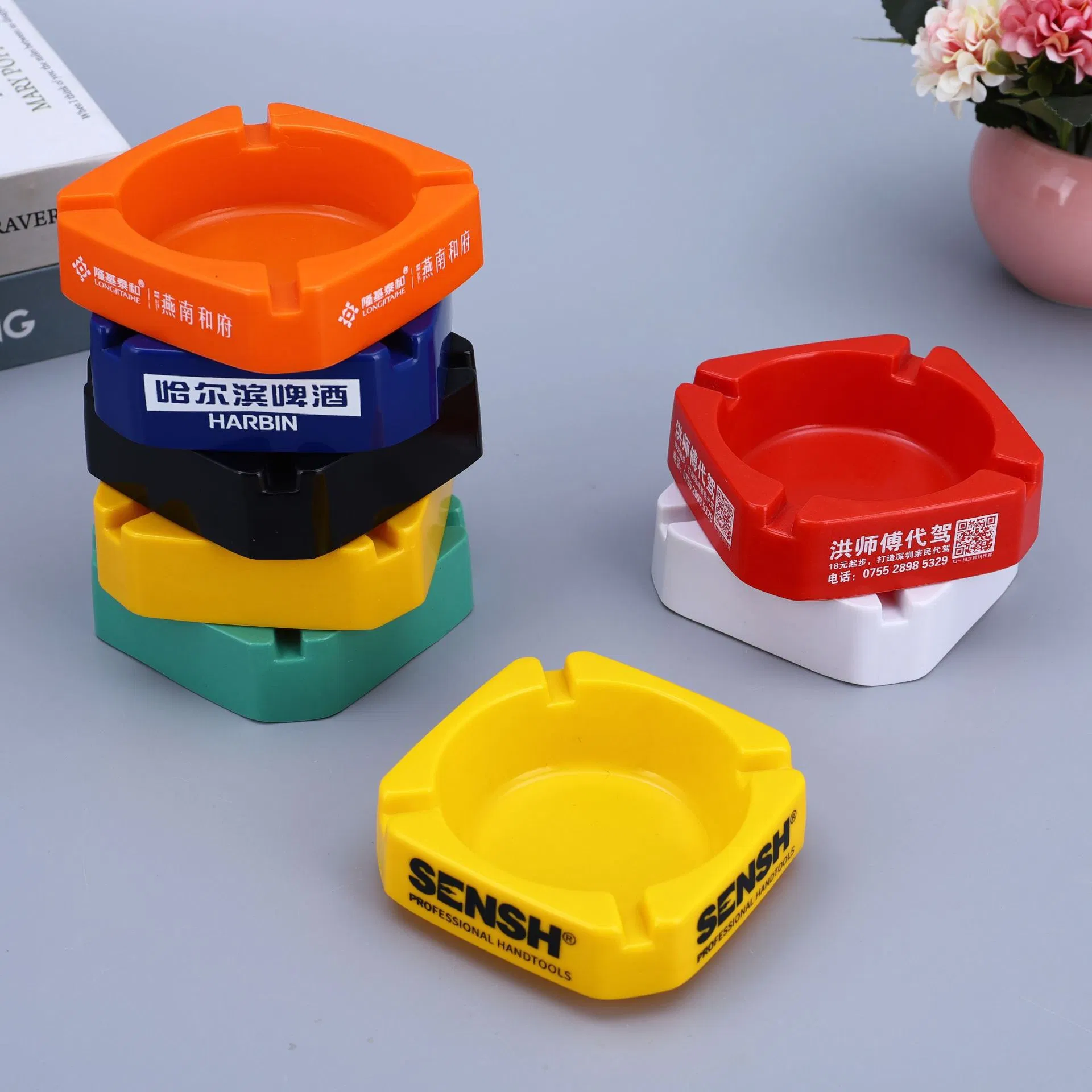 Plastic Ashtray Cheap Custom Printing Melamine Decorative Ashtray