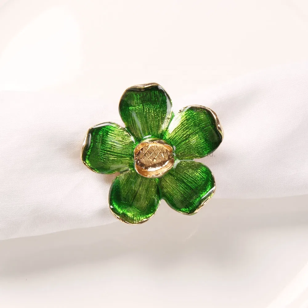 Green Flower Napkin Rings for Amazon Supply Flower Napkin Ring for Spring Season Decoration