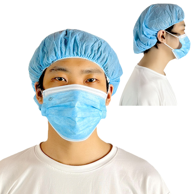 Disposable Medical Bouffant Cap Made of PP PE and Nonwoven Material