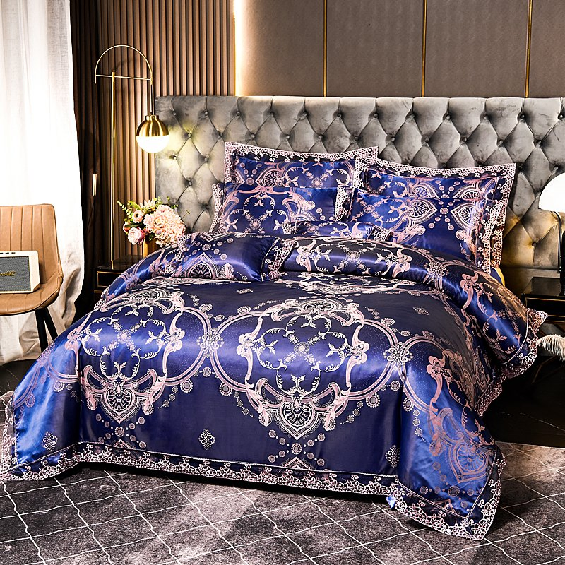 4 PCS Bedding Set Jacquard Comforter Designs Bed Sheets with Pillowcase