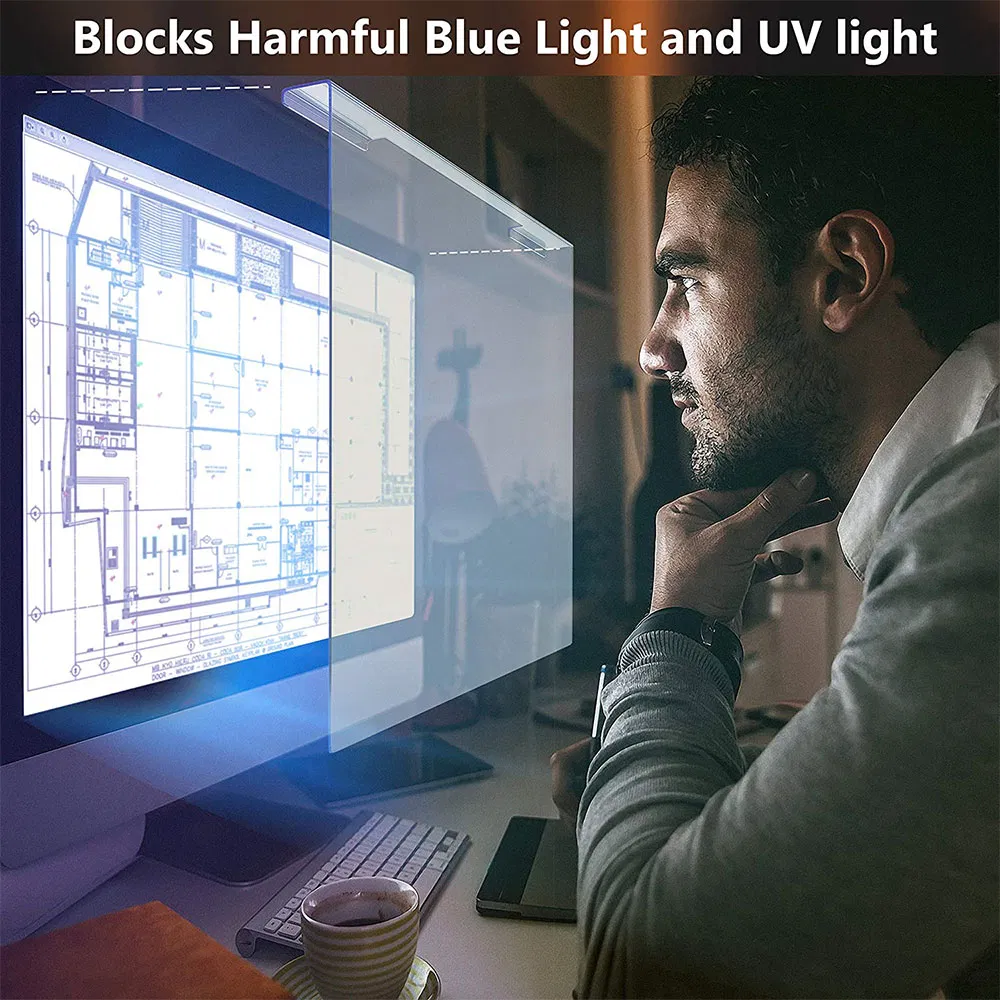32-85 Inch Acrylic Blue Light Blocking Hanging Type Removable TV Screen Protector Anti Shock Eyes Protection Film