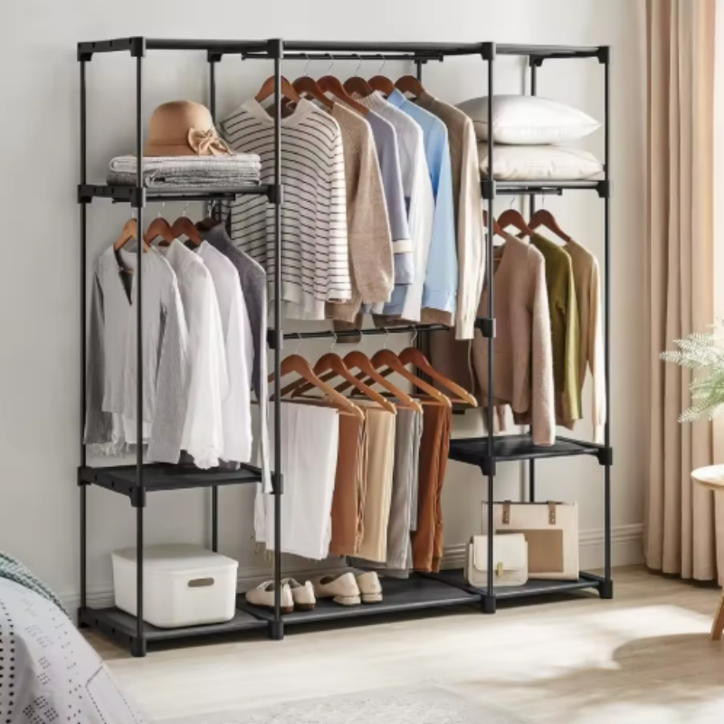 Versatile Large Metal Storage Cabinet Simple Folding Wardrobe for Hotels Bedroom