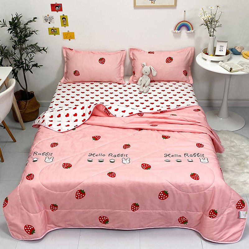 Home Collection Decorative Bed Single Pink Strawberry Heart Summer Bedspread