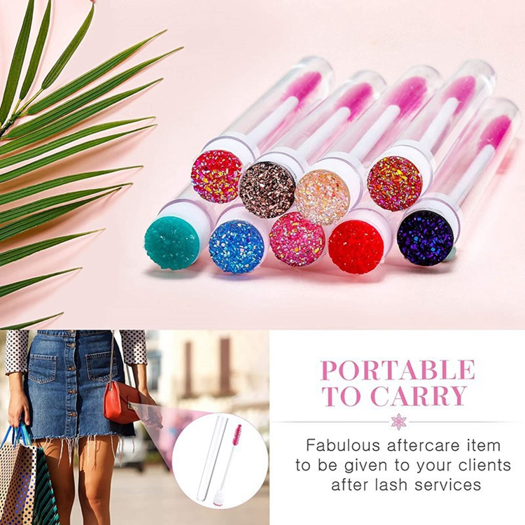 Mascara Eyelash Spoolies Brushes Lash Tube Lash Applicator Disposable Mascara Wand with Holder
