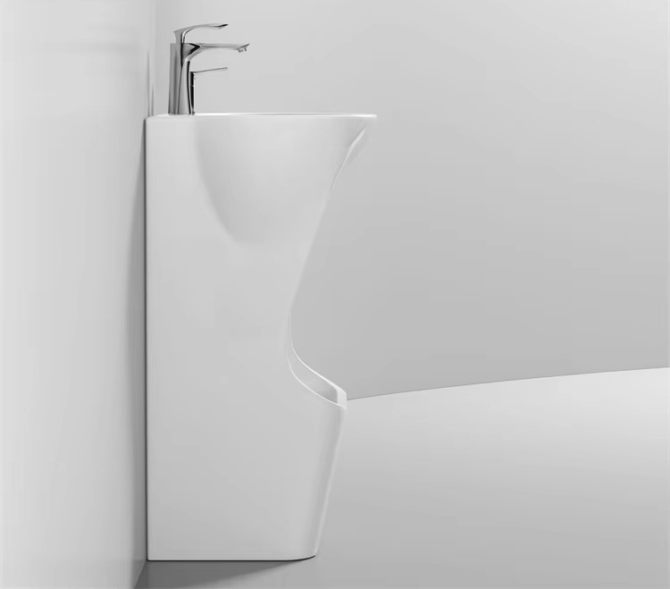 Ceramic Bathroom Sink Double Level Wash Stand Full Pedestal Muslim Wudu Basin