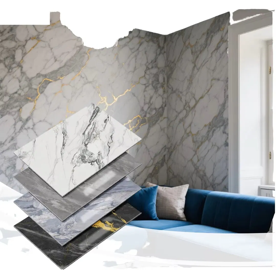 UV1220*2440mm 3mm High Gloss Exterior Waterproof PVC Marble Sheet for Modern Household Bathroom Wall Kitchen