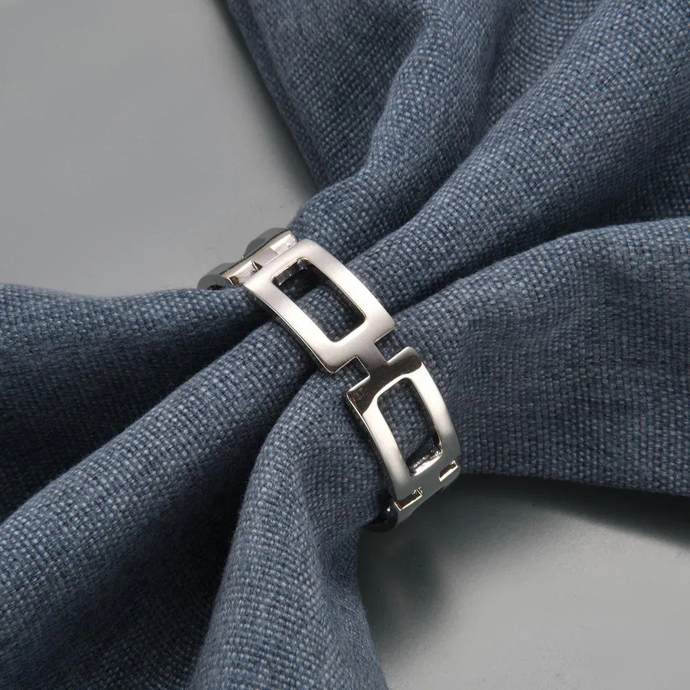 Metal Square Hollow Geometric Simple Gold Napkin Ring