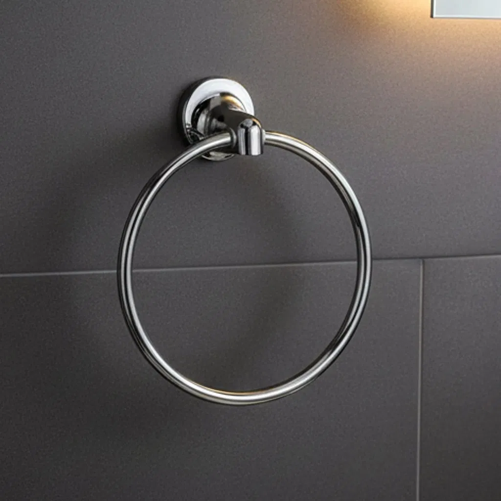 Кольцо для полотенца черное, саморезное, для ванной